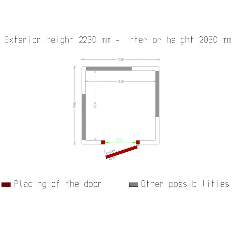 Tiefkühlzelle 6,8 m³ , 100 mm Isolierung , Türposition flexibel wählbar, C65B/10BF