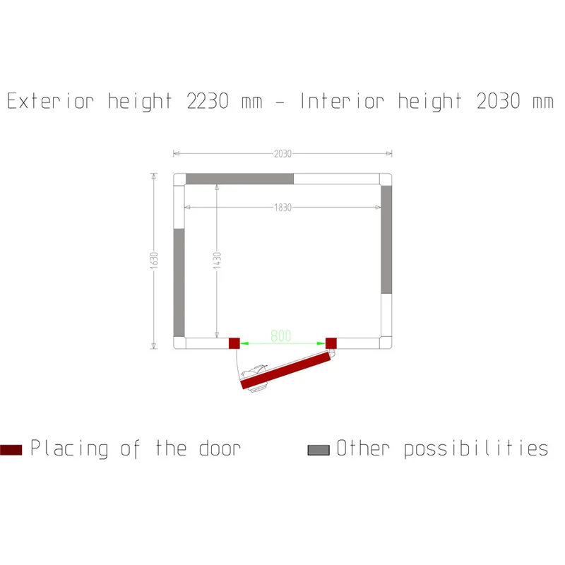 Tiefkühlzelle 5,3 m³ , 100 mm Isolierung , Flexibler Türanschlag, C59B/10BF