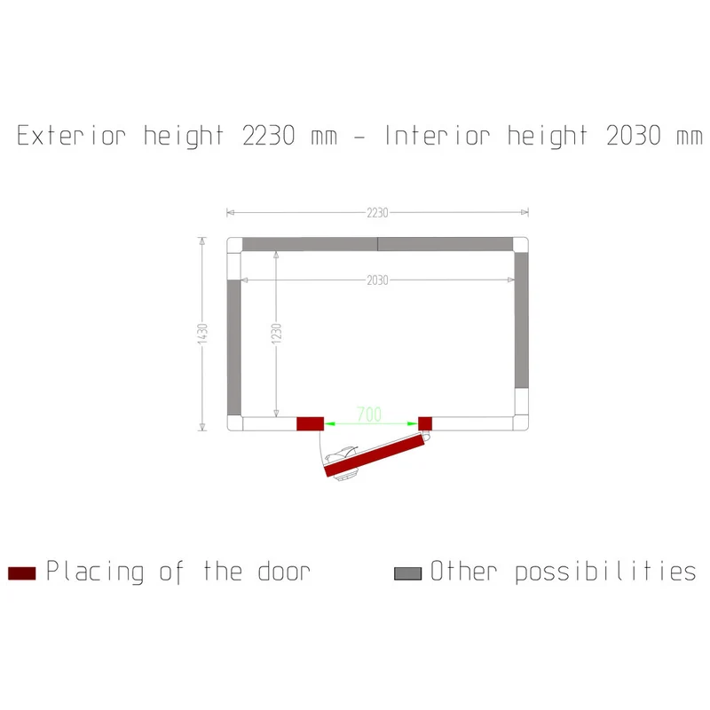 Tiefkühlzelle 5,1 m³ , 100 mm Isolierung , Tür flexibel montierbar, C55B/10BF