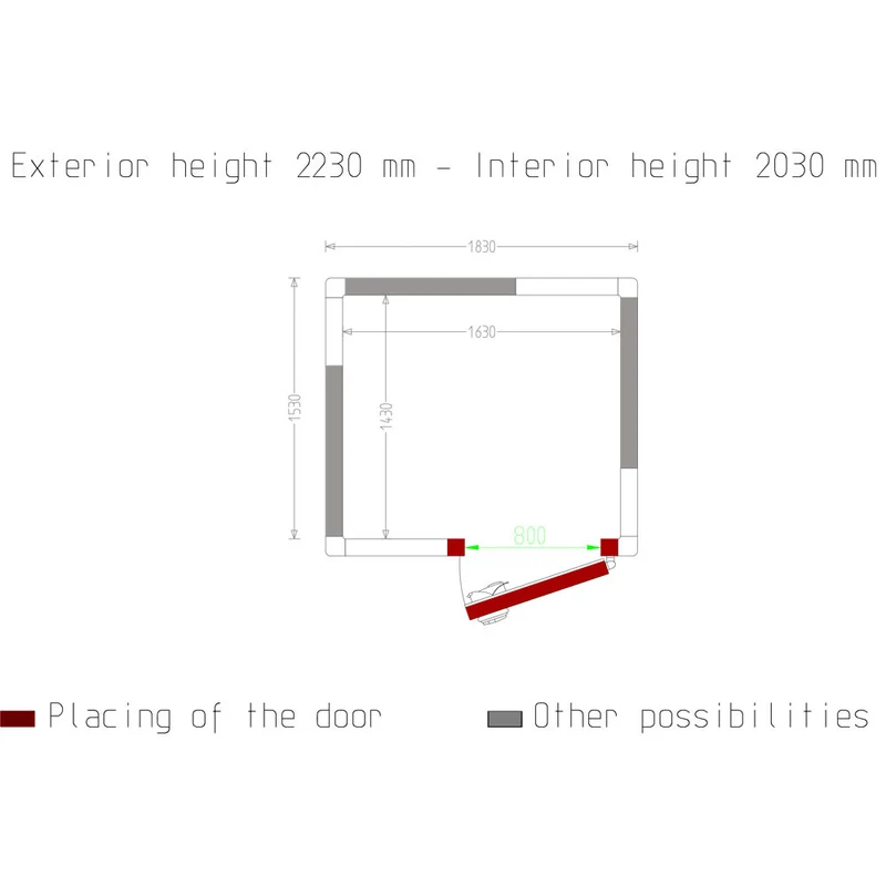 Tiefkühlzelle 4,7 m³ , 100 mm Isolierung , Türanschlag flexibel, C50A/10BF