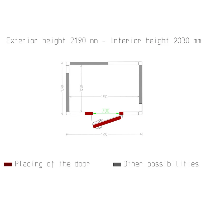 Gastro Tiefkühlzelle 4,6 m³ , 80 mm Isolierung , Flexibler Türanschlag, C48B/BF