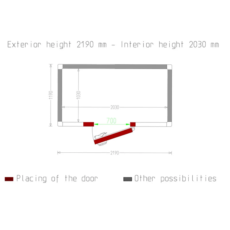 Professionelle Tiefkühlzelle , 4,24 m³ , 80 mm Isolierung, C43B/BF