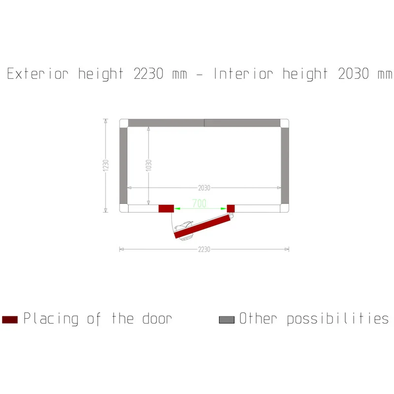 Tiefkühlzelle 4,24 m³ , 100 mm Isolierung , Tür flexibel montierbar, C43B/10BF