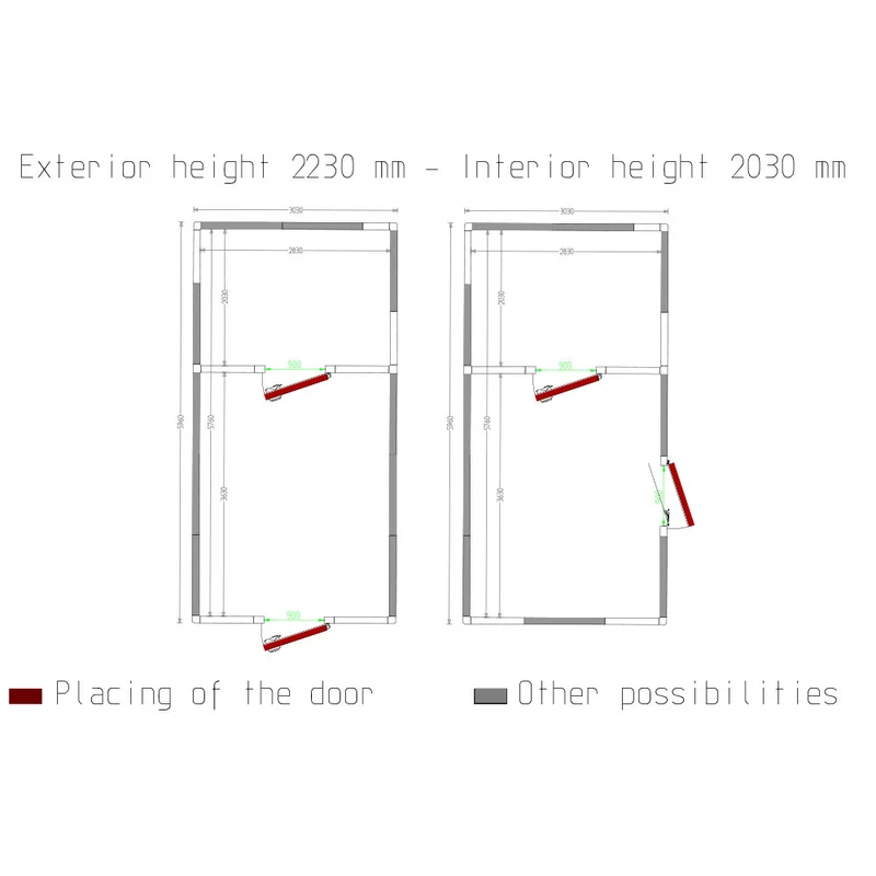 Kombikühlzelle 35,7 m³ , 2 Kammern , 100 mm Isolierung, C3810/XBF-COMBI
