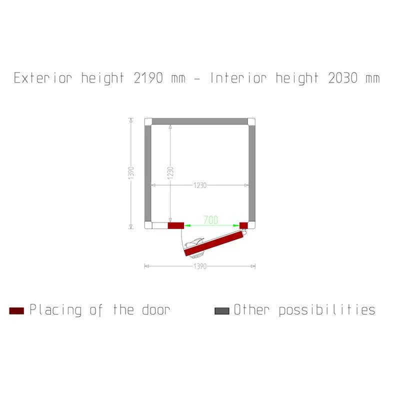 Tiefkühlzelle 3,07 m³ , 80mm ISO , 139x139x219 cm, C35A/BF