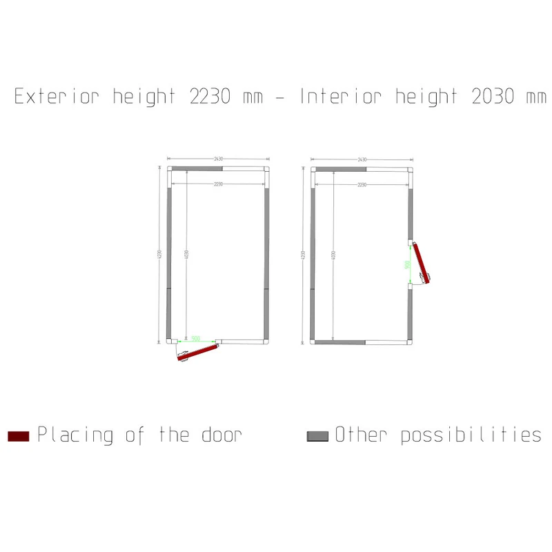 Tiefkühlzelle 20 m³ , 100 mm Isolierung , flexible Türmontage, C2010/XBF