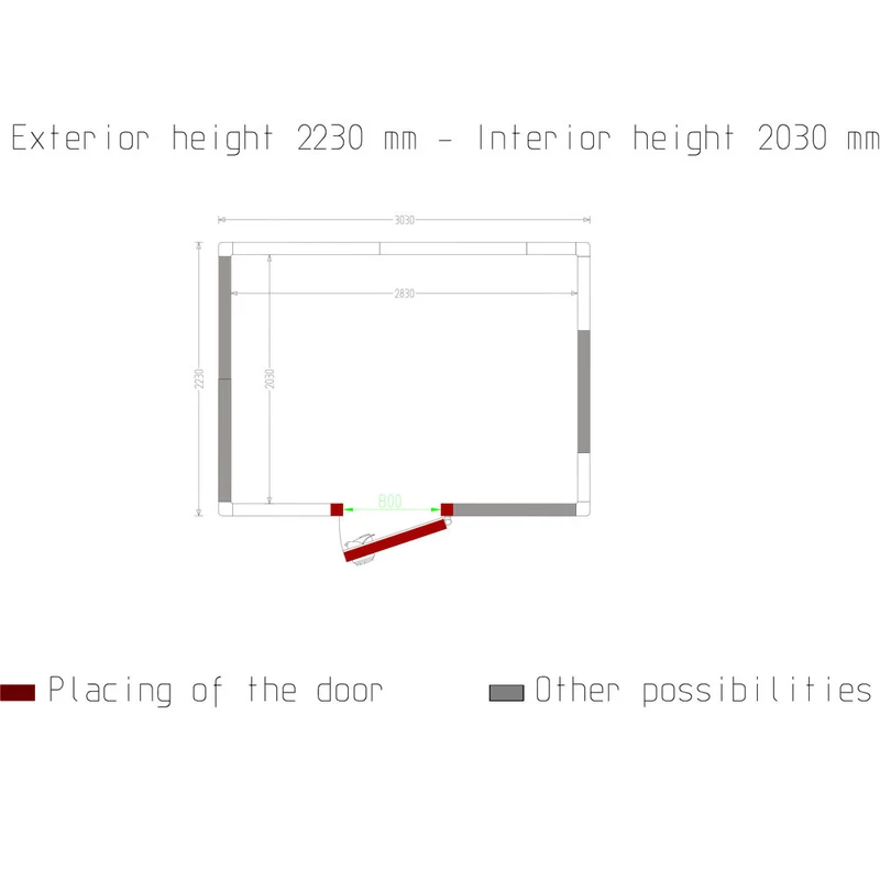 Tiefkühlzelle 11,7 m³ , 100 mm Isolierung , Tür flexibel montierbar, C116B/10BF