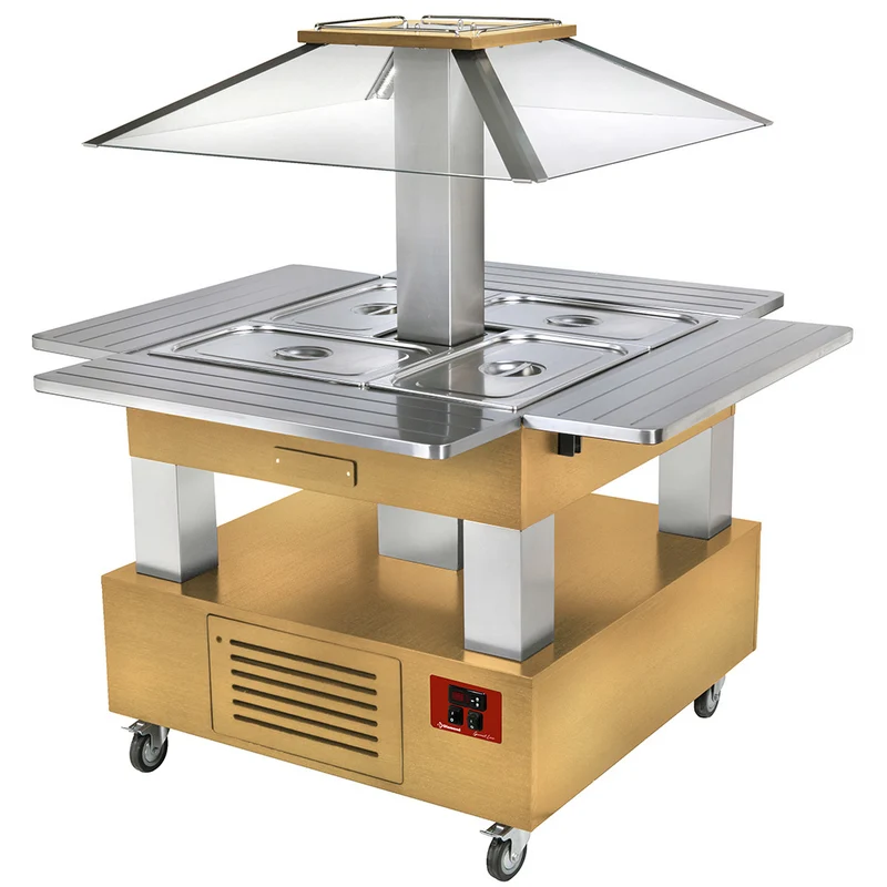 Bain-Marie Buffetinsel für 4x GN 1/1 , Holzdekor Hell, CBM/4D-D1