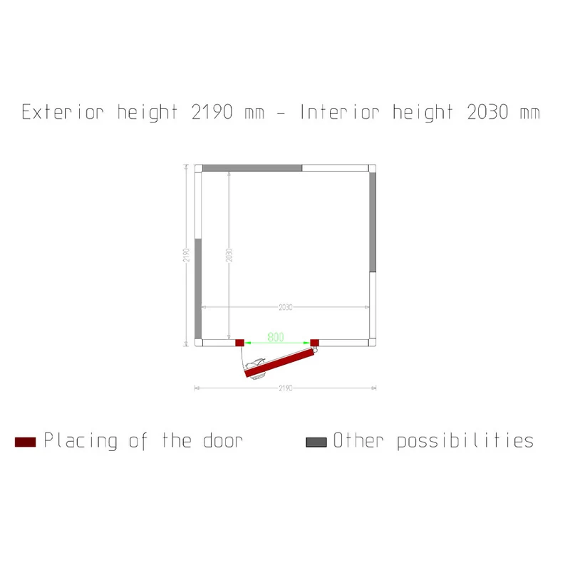 Tiefkühlzelle 8,4 m³ , 80 mm Isolierung , Flexibler Türanschlag, C90A/BF
