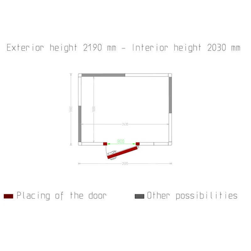 Tiefkühlzelle 9 m³ mit 80 mm Isolierung , Flexibler Türeinbau, C89A/BF